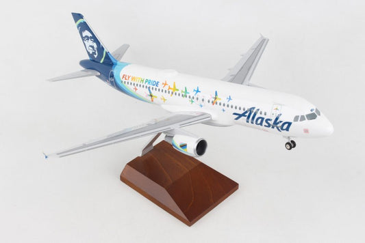 SKYMARKS ALASKA A320 1/100 PRIDE W/WOOD STAND & GEAR
