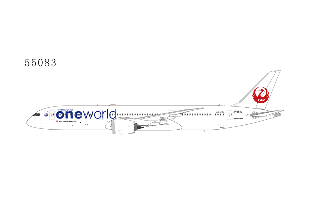 1:400 NG Models Japan Airlines (JAL) Boeing 787-9 "Oneworld Livery" JA861J NG55083