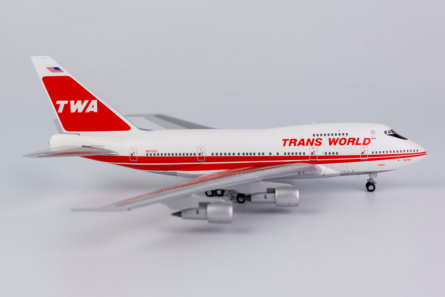 1:400 NG Models Trans World Airlines (TWA) Boeing 747SP Twin Stripes,  Boston Express N57203 NG07020