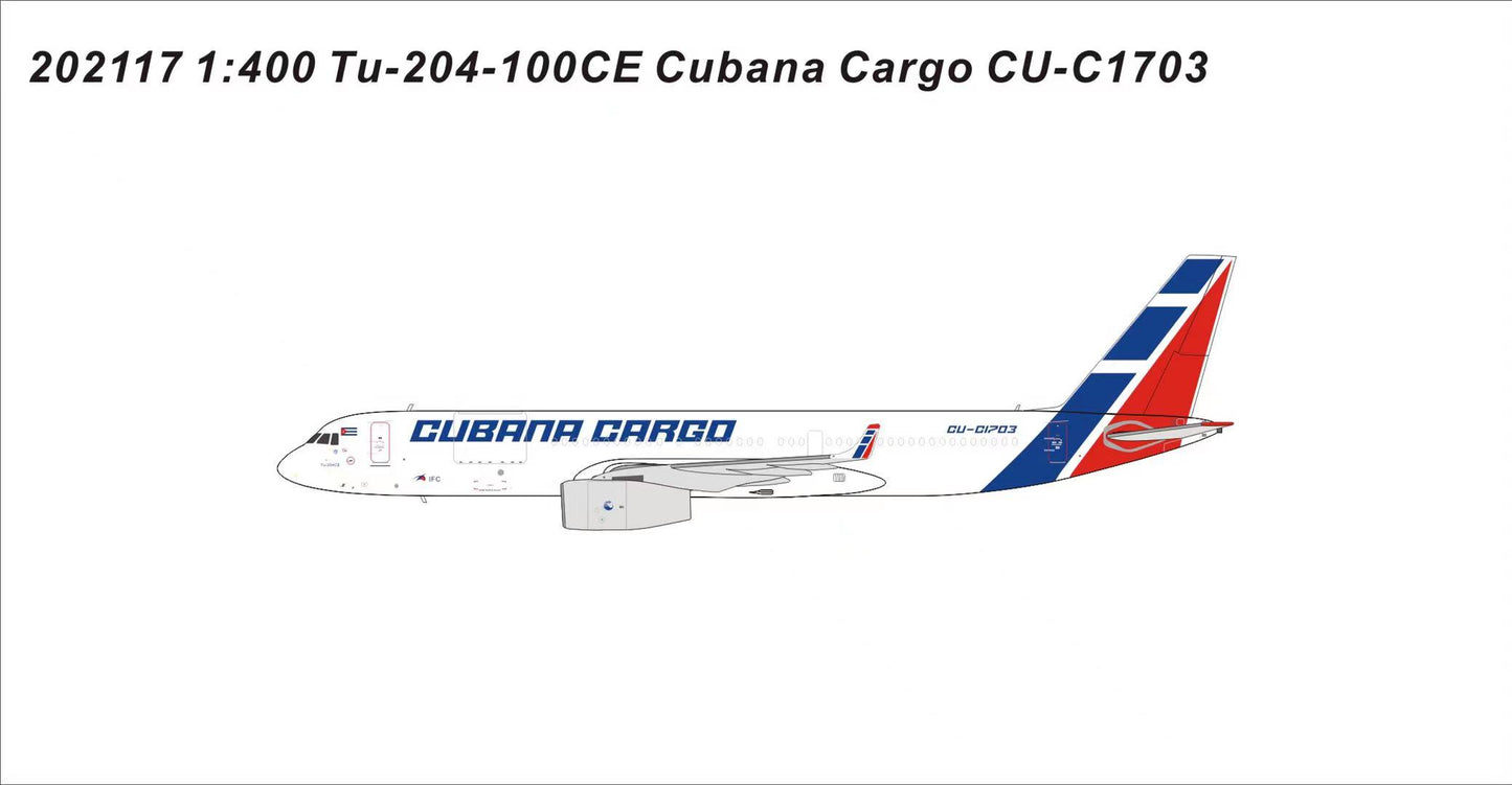 1:400 Panda Models Cubana Cargo TU-204-100CE CU-C1703 202117