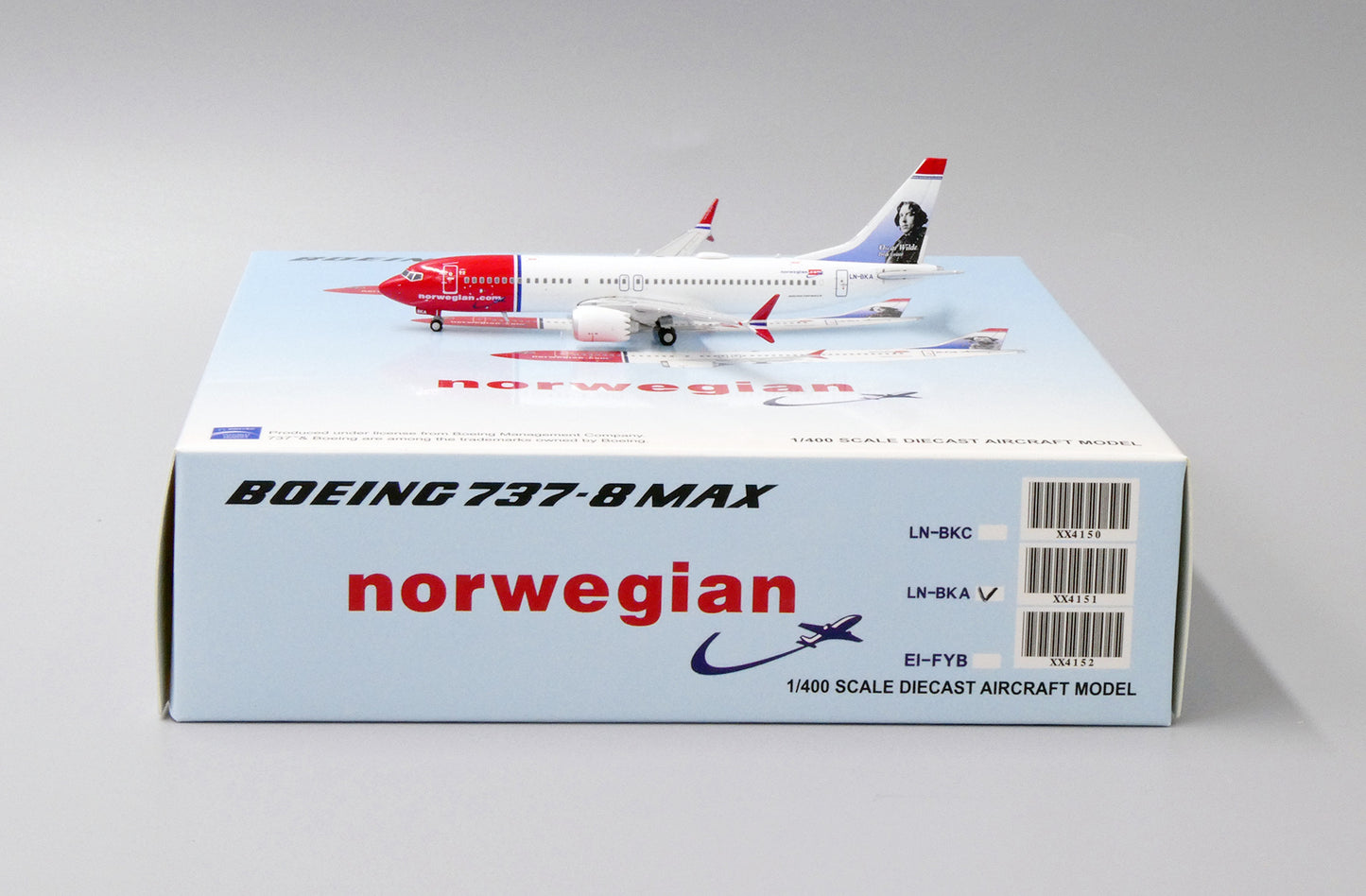 1:400 JC Wings Norwegian Airlines Boeing 737 MAX 8 LN-BKA XX4151