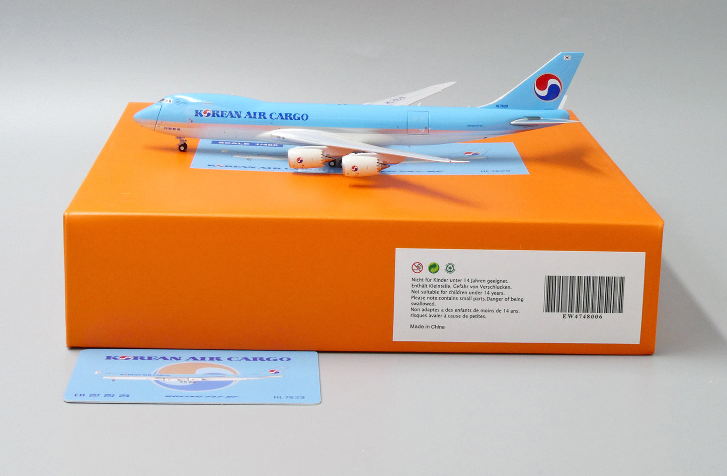 1:400 JC Wings Korean Air Cargo Boeing 747-8F HL7629 EW4748006
