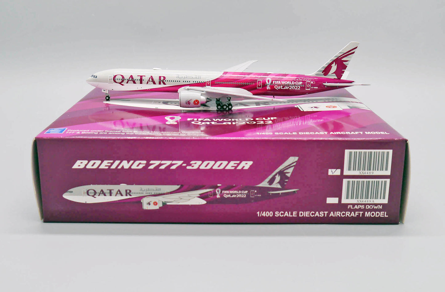 1:400 JC Wings Qatar Airways Boeing 777-300ER "2022 World Cup Livery" A7-BEB XX4489