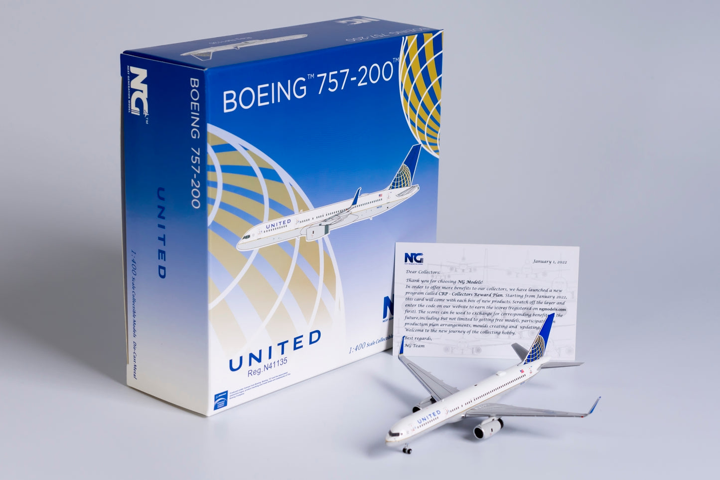 1:400 NG Models United Airlines Boeing 757-200 "Co-Merger Livery" N41135 NG53179