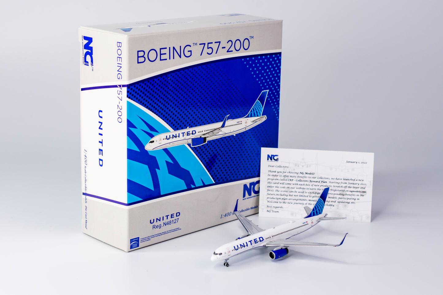 1:400 NG Models United Airlines Boeing 757-200 "Evo Blue" N48127 NG53180