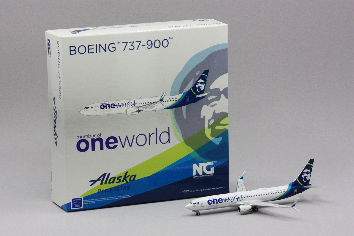 1:400 NG Models Alaska Airlines 737-900ER "ONE WORLD" N487AS NG79001
