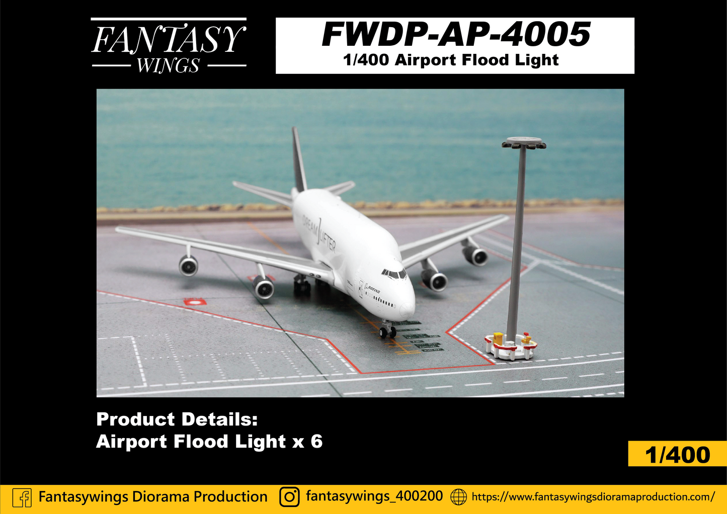 1:400 Fantasy Wings Airport Flood Lights (Pack of 6) FWDP-AP-4005