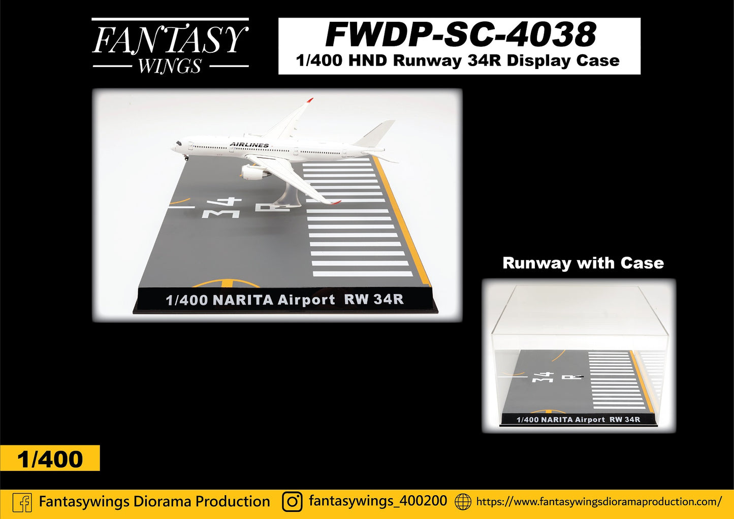 1:400 Fantasy Wings Runway Display & Case  "Tokyo Narita" FWDP-SC-4038