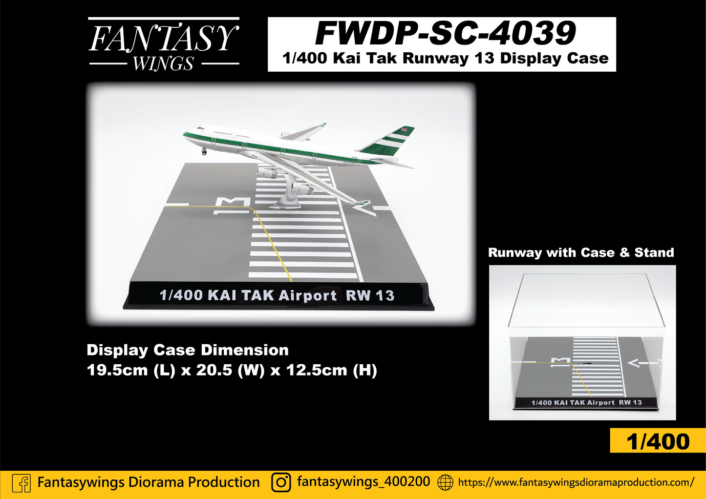 1:400 Fantasy Wings Runway Display & Case  "Kai Tak Airport" FWDP-SC-4039