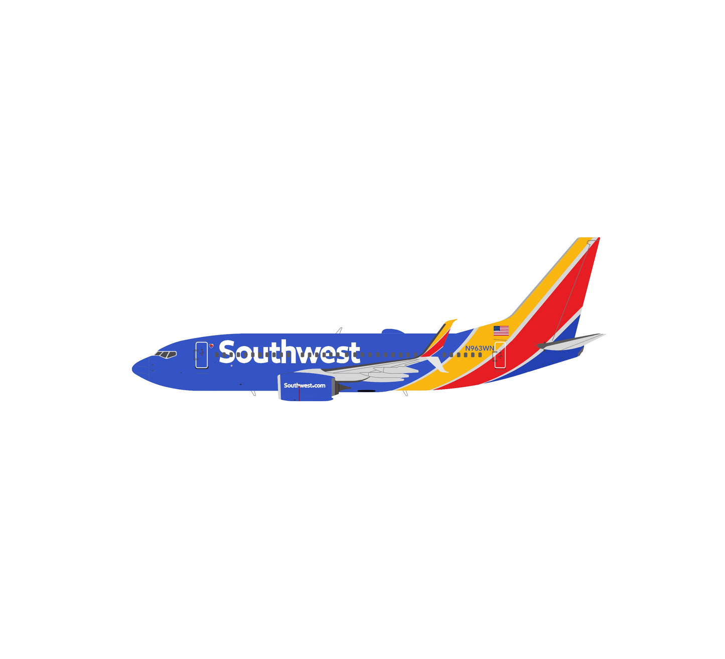 1:400 Panda Model Southwest 737-700 (Split Scimitars) Heart Livery N963WN Release