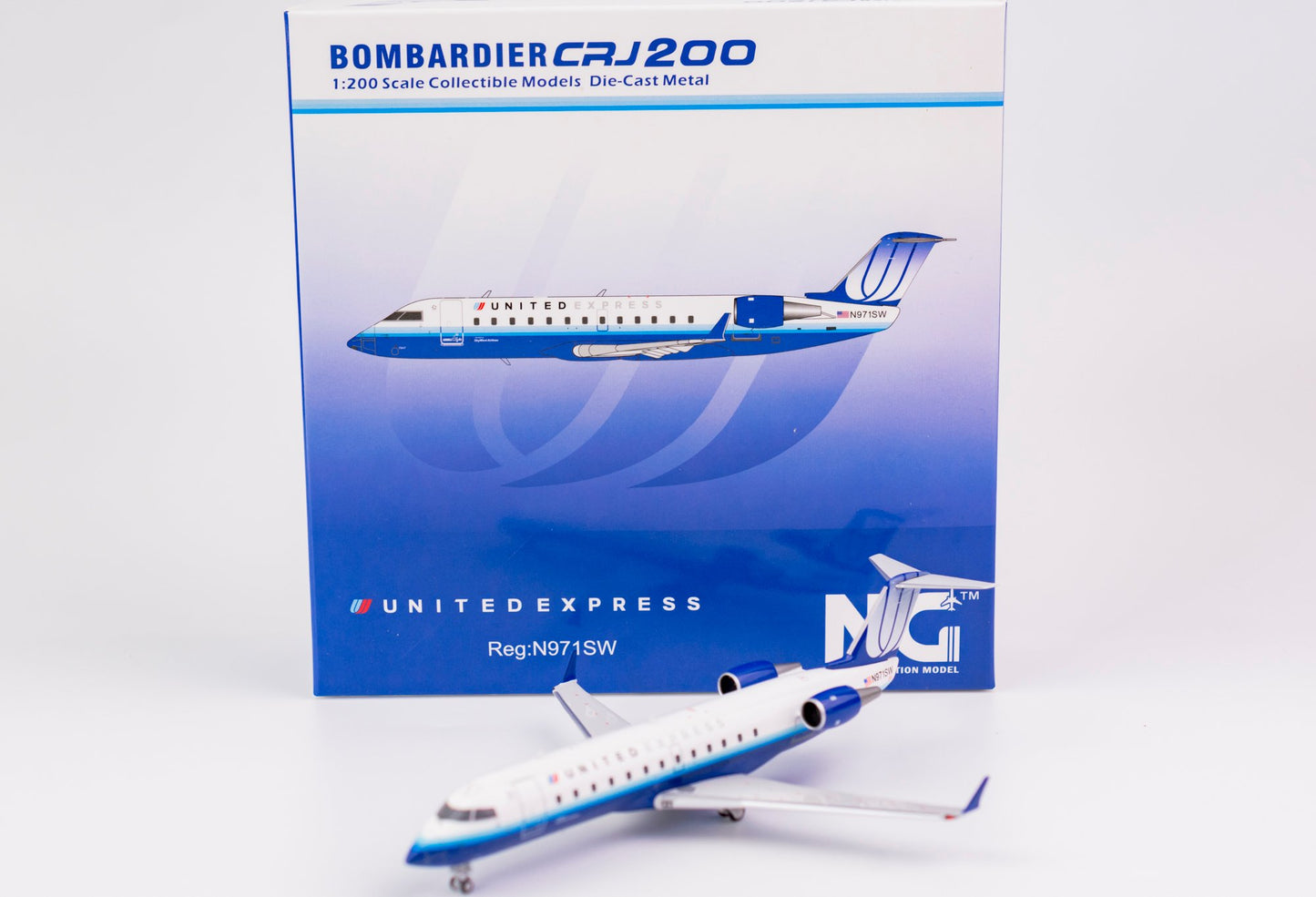 1:200 NG Models United Express Bombardier CRJ200 "Blue Tulip" N971SW NG52020