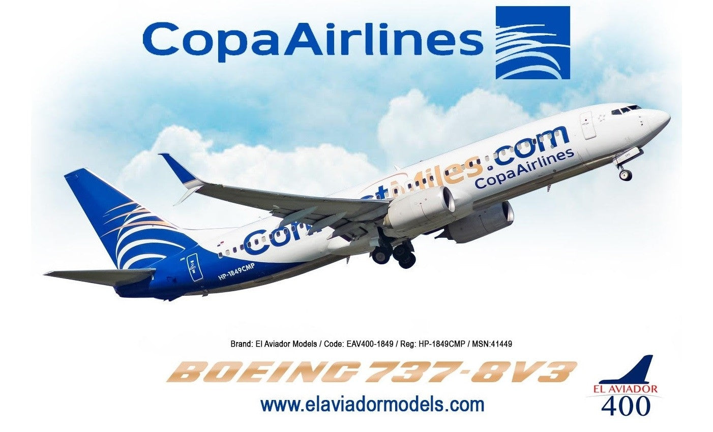 1:400 Panda Models / El Aviador Copa Airlines Boeing 737-800 "Special" HP-1849CMP EAV400-1849