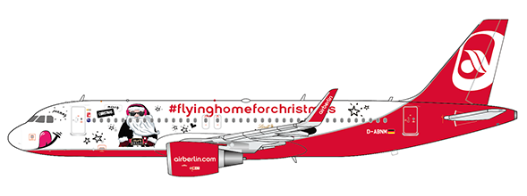 1:400 JC Wings Air Berlin A320 "Flying Home For Christmas" D-ABNM LH4099